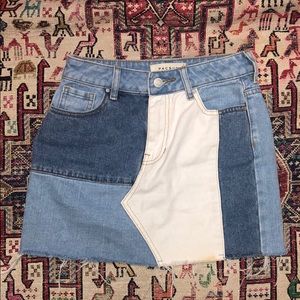 Distressed denim skirt